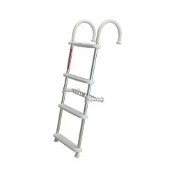 WEST MARINE Boat Ladders 4-Step Gunwale-Mount Boarding Ladder, 11" Hook, White Steps