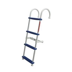 WEST MARINE Boat Ladders 4-Step Gunwale-Mount Boarding Ladder, 7" Hook, Blue Steps
